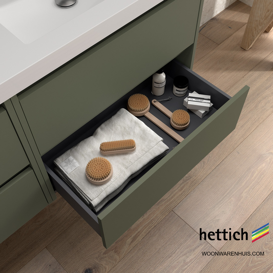 Badkamer meubelset Salgar Noja 85cm 2 laden en 1 deur recht groen mat