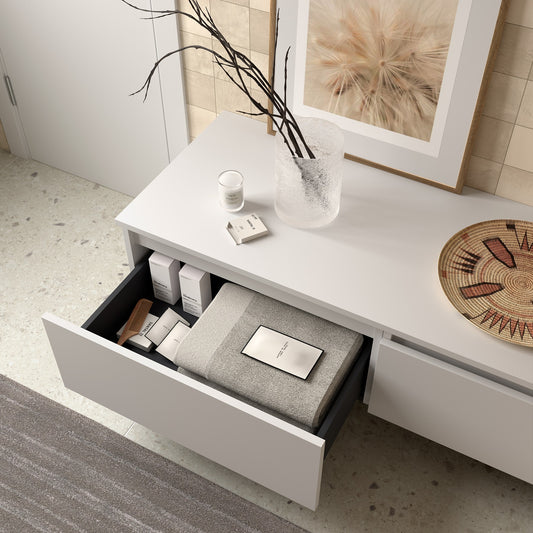 Badkamermeubelset Salgar Domus 80cm met sienna eiken topblad en mat wit onderkast