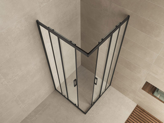 Vierkante hoekinstap douchecabine Wiesbaden Skyline 100 x 100 cm mat zwart