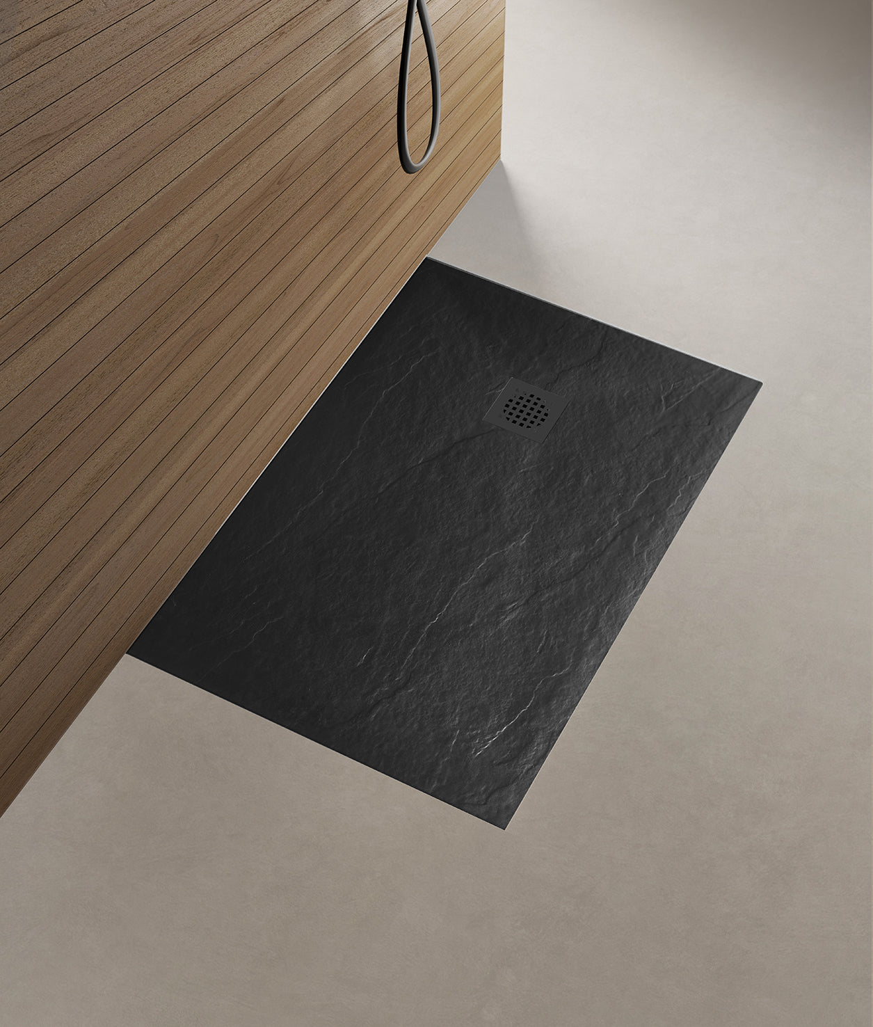 Douchebak Wiesbaden Stonea rechthoek 80x120cm antislip composiet mat zwart