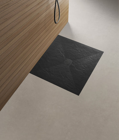 Douchebak Wiesbaden Stonea vierkant 90x90cm antislip composiet mat zwart