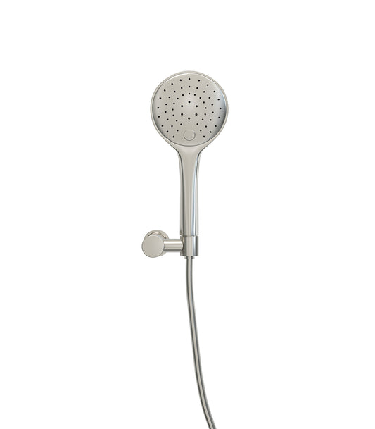 Wiesbaden Unimatch handdoucheset met handdouche 3 standen diameter 12 cm, doucheslang en wandhouder kantelbaar gebrorsteld staal