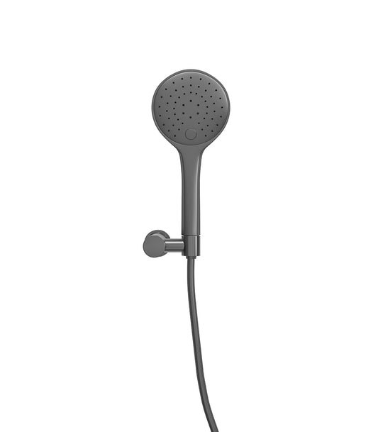 Wiesbaden Unimatch handdoucheset met handdouche 3 standen diameter 12 cm, doucheslang en wandhouder kantelbaar gunmetal