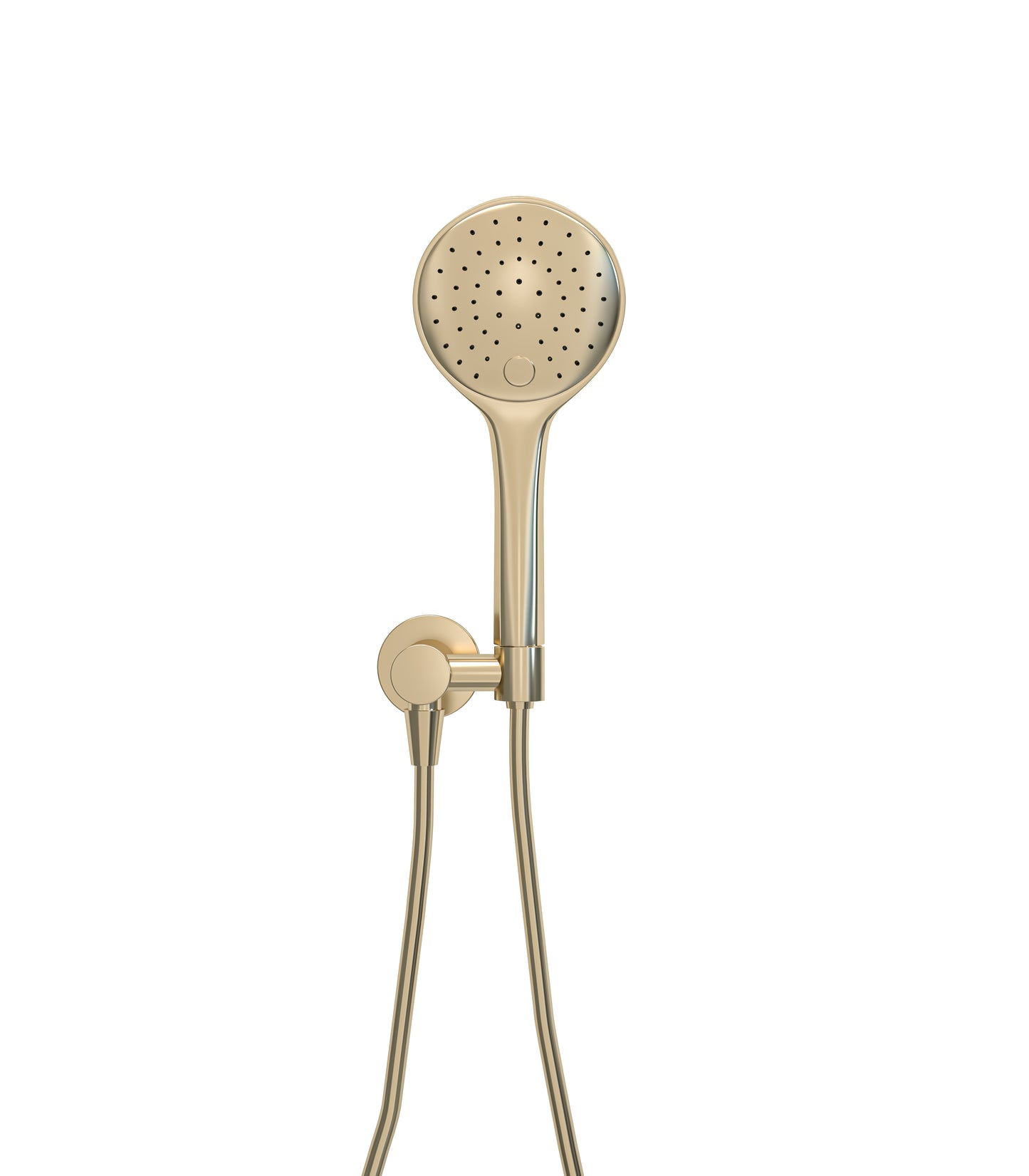 Wiesbaden Unimatch handdoucheset met handdouche 3 standen diameter 12 cm, doucheslang en wandaansluitbocht geborsteld messing