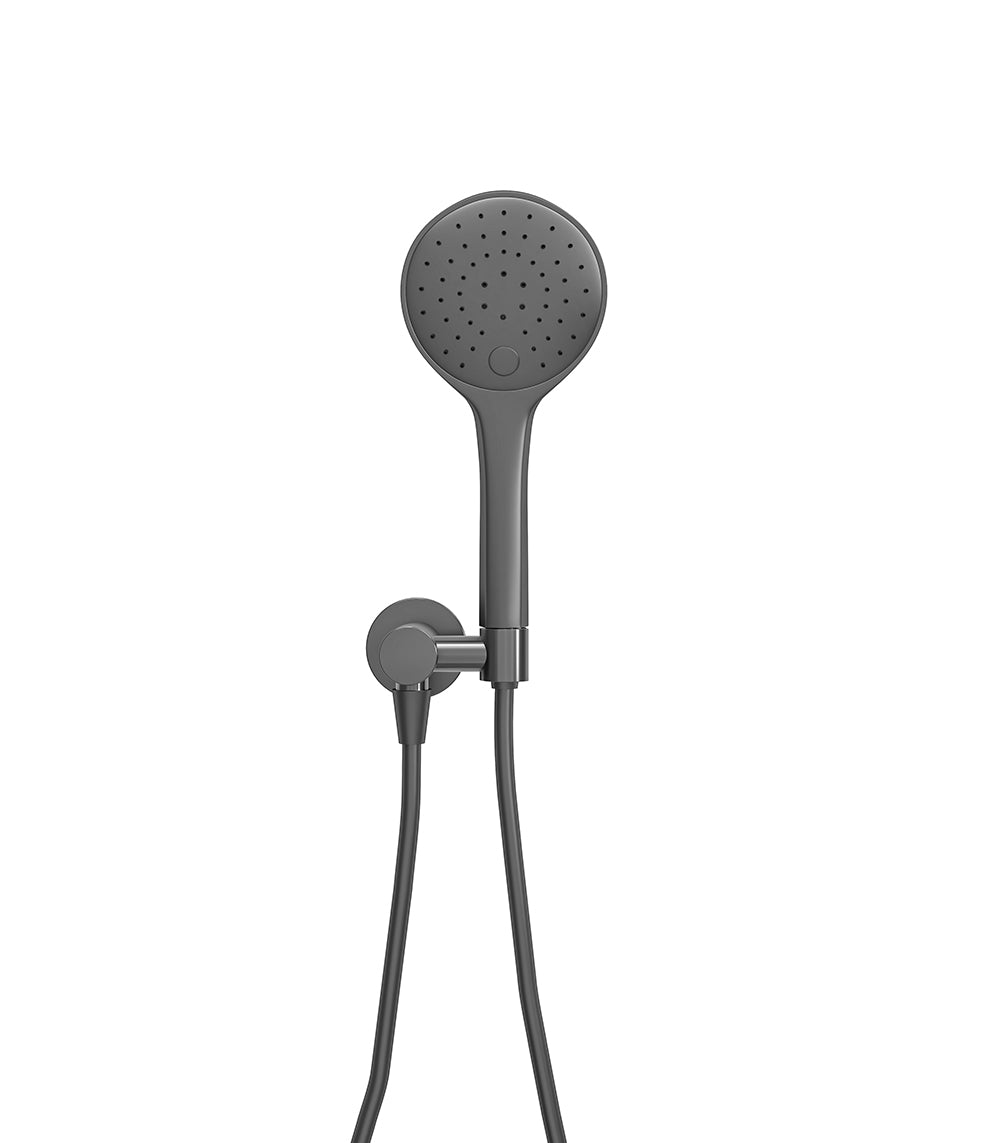 Wiesbaden Unimatch handdoucheset met handdouche 3 standen diameter 12 cm, doucheslang en wandaansluitbocht gunmetal