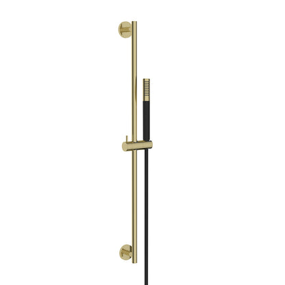 Wiesbaden Unimatch glijstangset compleet met staafhanddouche 1 stand geborsteld messing/mat zwart