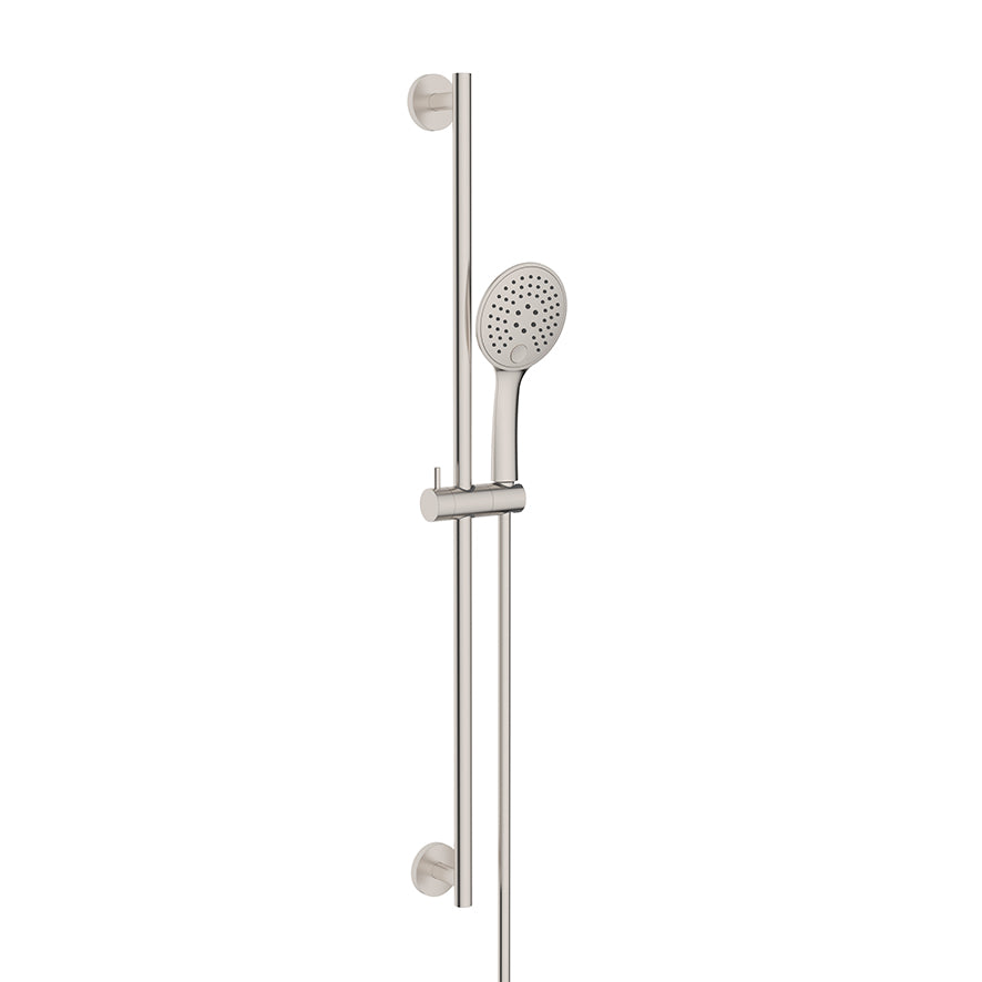 Wiesbaden Unimatch glijstangset compleet met handdouche 3 standen diameter 12 cm geborsteld staal