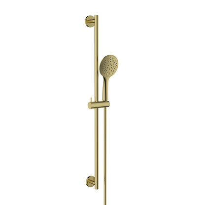 Wiesbaden Unimatch glijstangset compleet met handdouche 3 standen diameter 12 cm geborsteld messing
