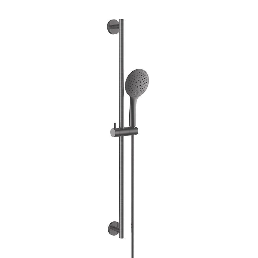 Wiesbaden Unimatch glijstangset compleet met handdouche 3 standen diameter 12 cm gunmetal
