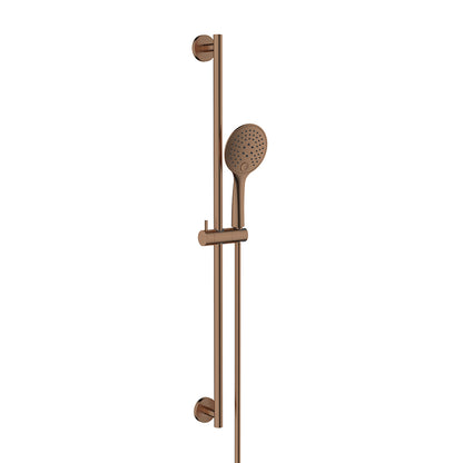 Wiesbaden Unimatch glijstangset compleet met handdouche 3 standen diameter 12 cm geborsteld brons koper