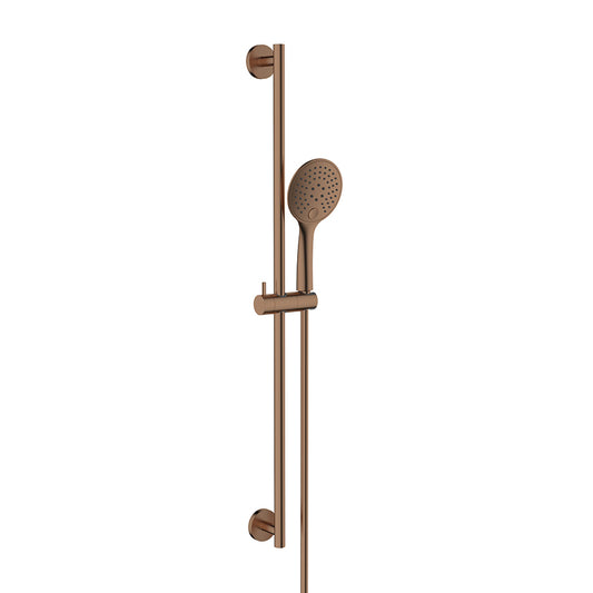 Wiesbaden Unimatch glijstangset compleet met handdouche 3 standen diameter 12 cm geborsteld brons koper