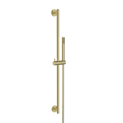 Wiesbaden Unimatch glijstangset compleet met staafhanddouche 1 stand geborsteld messing