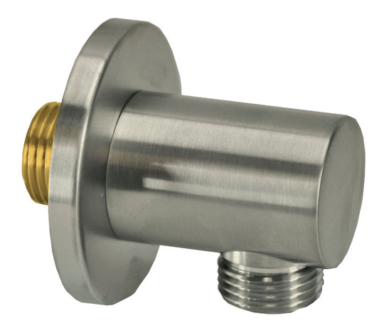 Wiesbaden Unimatch wandaansluitbocht rond 1/2" geborsteld staal PVD