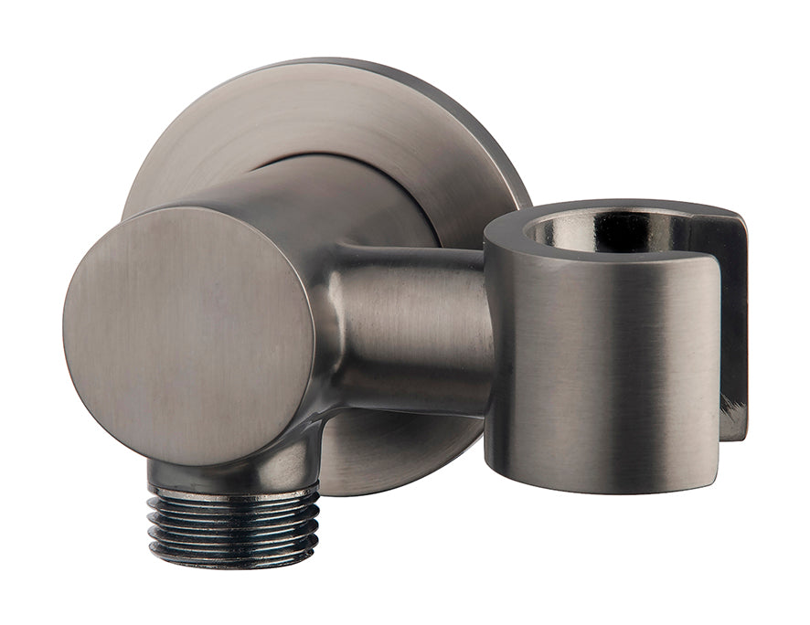 Wiesbaden Unimatch wandaansluitbocht met kantelbare handdouchehouder rond 1/2" gunmetal PVD