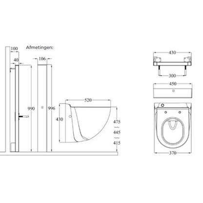 Wandcloset Sanibroyeur vermaler Sanicompact sofclose toiletzitting comfortbox in wit