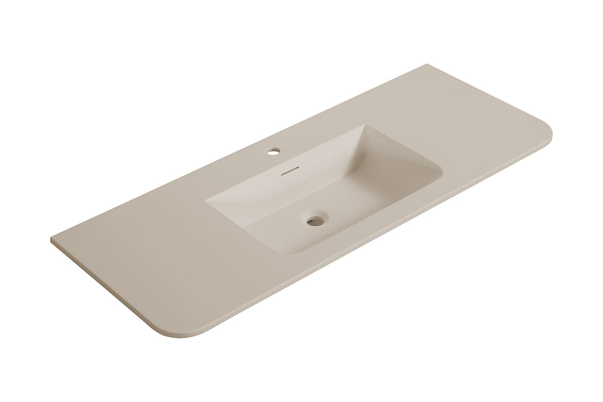 Badkamermeubelset Wiesbaden Sulora 120cm mat beige inclusief spiegel Uovo met beige wastafelblad