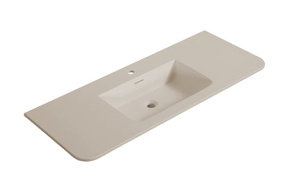 Badkamermeubelset Wiesbaden Sulora 120cm mat beige inclusief spiegel Uovo met beige wastafelblad
