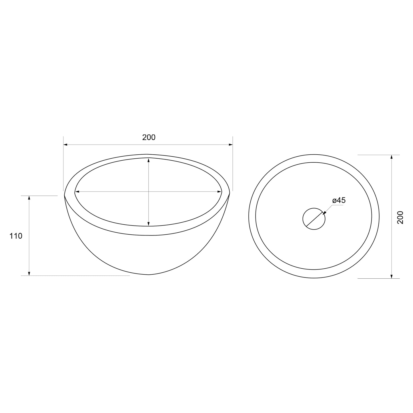 Opbouw waskom Differnz Boomer rond 20cm beton donkergrijs