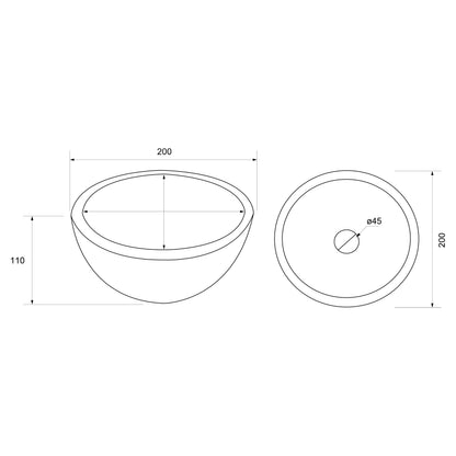 Opbouw waskom Differnz Boomer rond 20cm beton donkergrijs