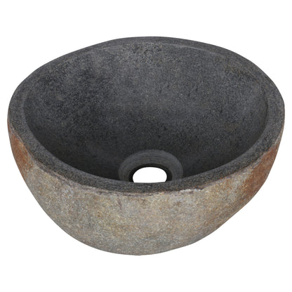 Opbouw waskom Differnz Riverstone Nusa 52cm natuursteen grijs
