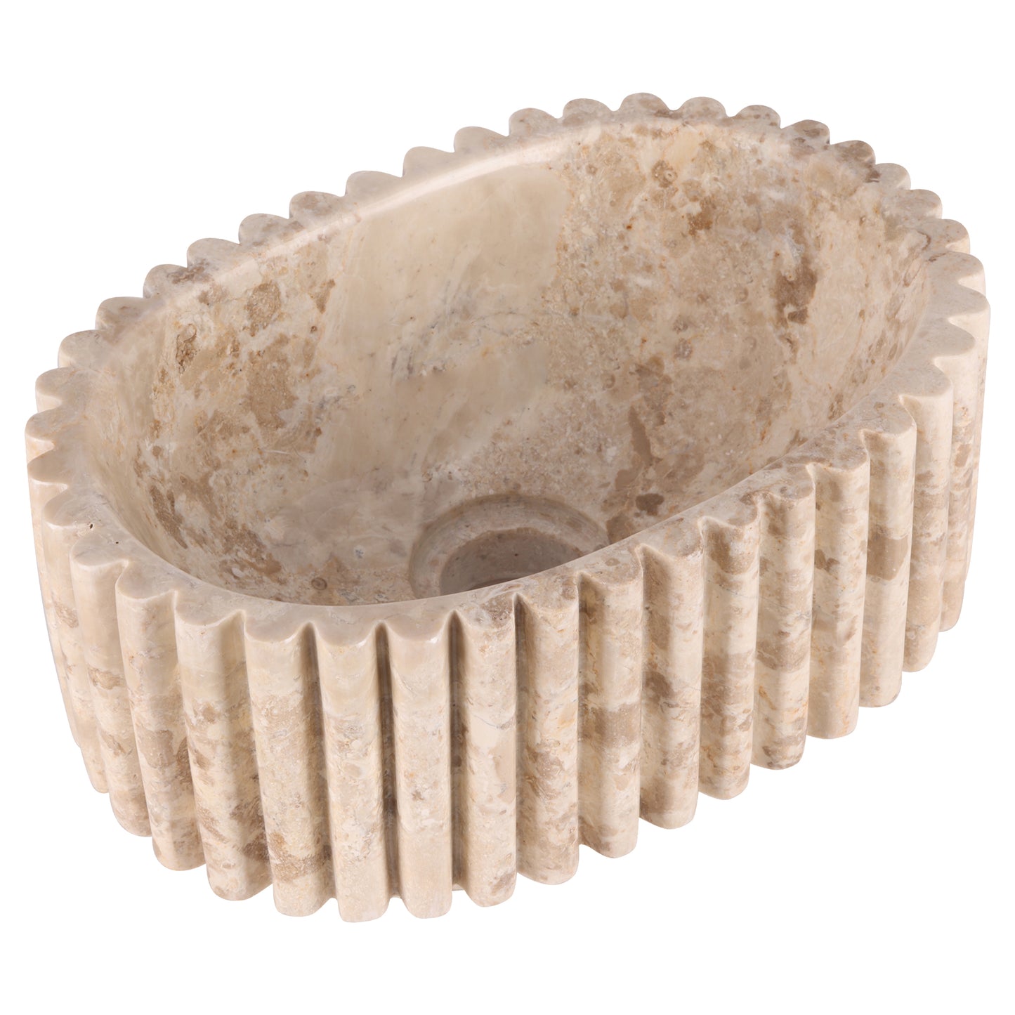 Opbouw waskom Differnz Ribba ovaal 30cm marmer beige
