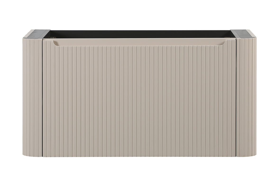 Wastafelkast Wiesbaden Sulora 80cm mat beige inclusief wastafelblad Laro solid surface