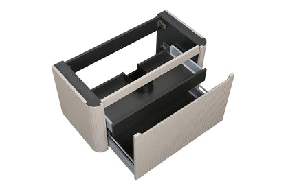 Badkamermeubelset Wiesbaden Sulora 120cm mat beige inclusief spiegel Uovo met beige wastafelblad