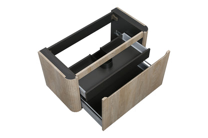 Wastafelkast Wiesbaden Sulora 120cm licht eiken inclusief wastafelblad Laro solid surface