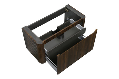 Wastafelkast Wiesbaden Sulora 100cm walnoot inclusief wastafelblad Laro solid surface