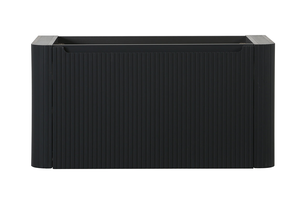 Badkamermeubelset Wiesbaden Sulora 80cm mat zwart inclusief spiegel Uovo