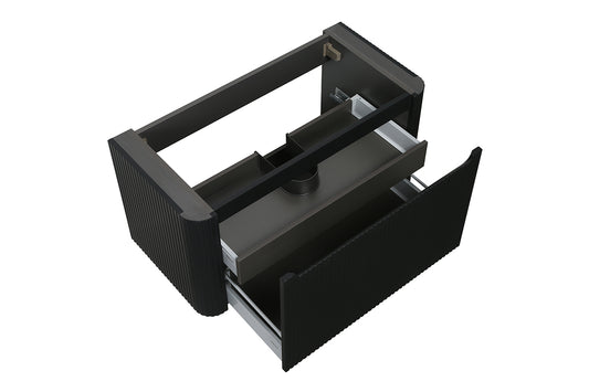 Badkamermeubelset Wiesbaden Sulora 80cm mat zwart inclusief spiegel Uovo