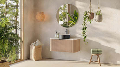 Opbouw waskom Differnz Mira rond 36cm keramiek zwart en wit