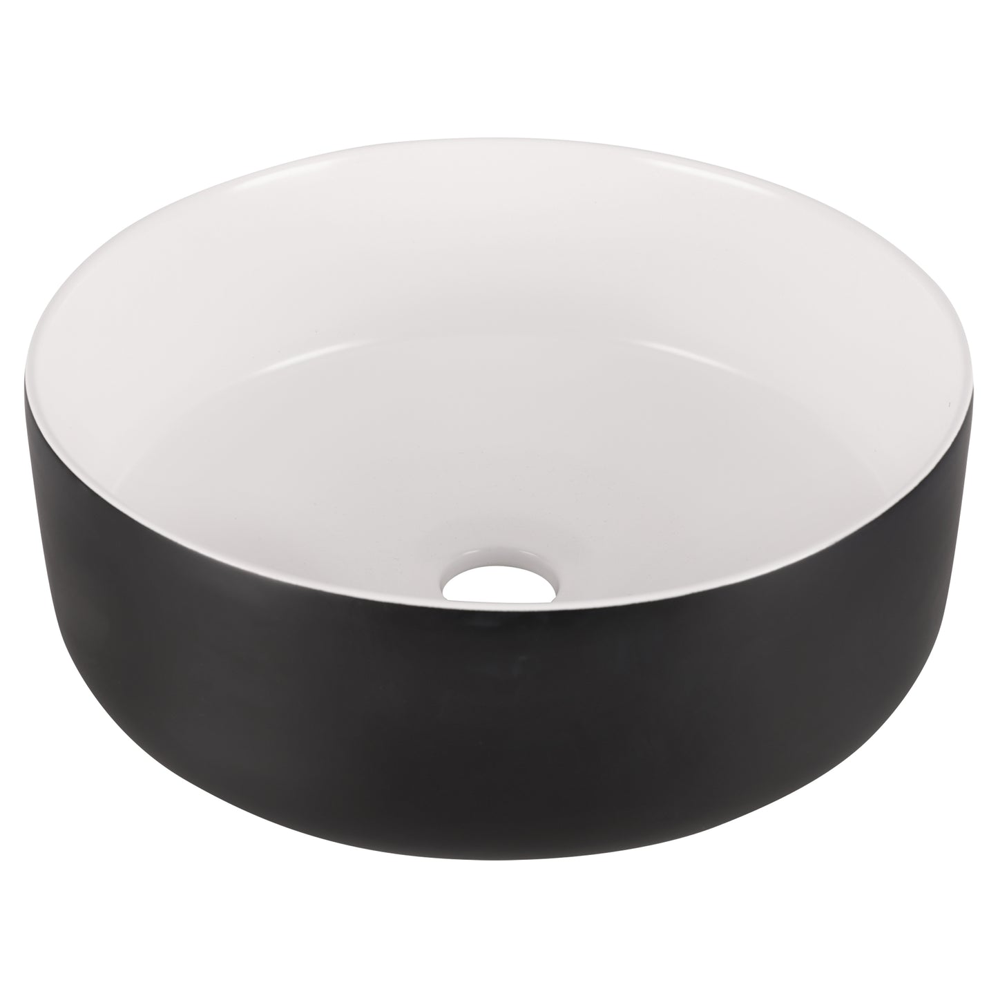 Opbouw waskom Differnz Mira rond 36cm keramiek zwart en wit