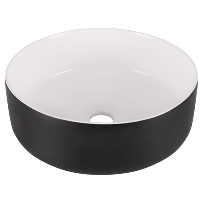 Opbouw waskom Differnz Mira rond 36cm keramiek zwart en wit