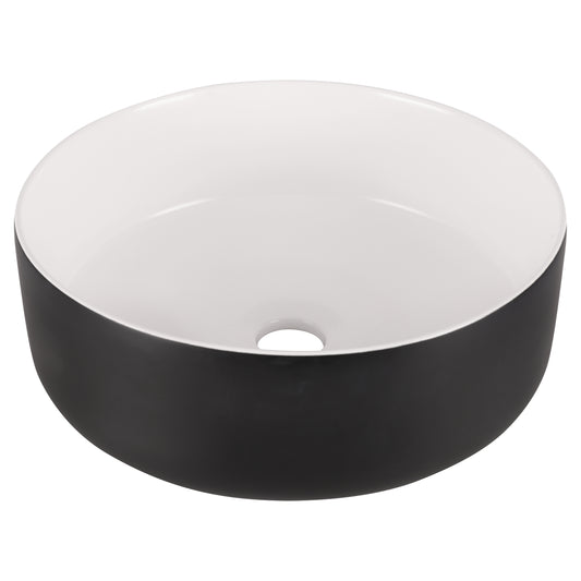 Opbouw waskom Differnz Mira rond 36cm keramiek zwart en wit