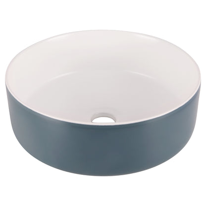 Opbouw waskom Differnz Mira rond 36cm keramiek blauw en wit