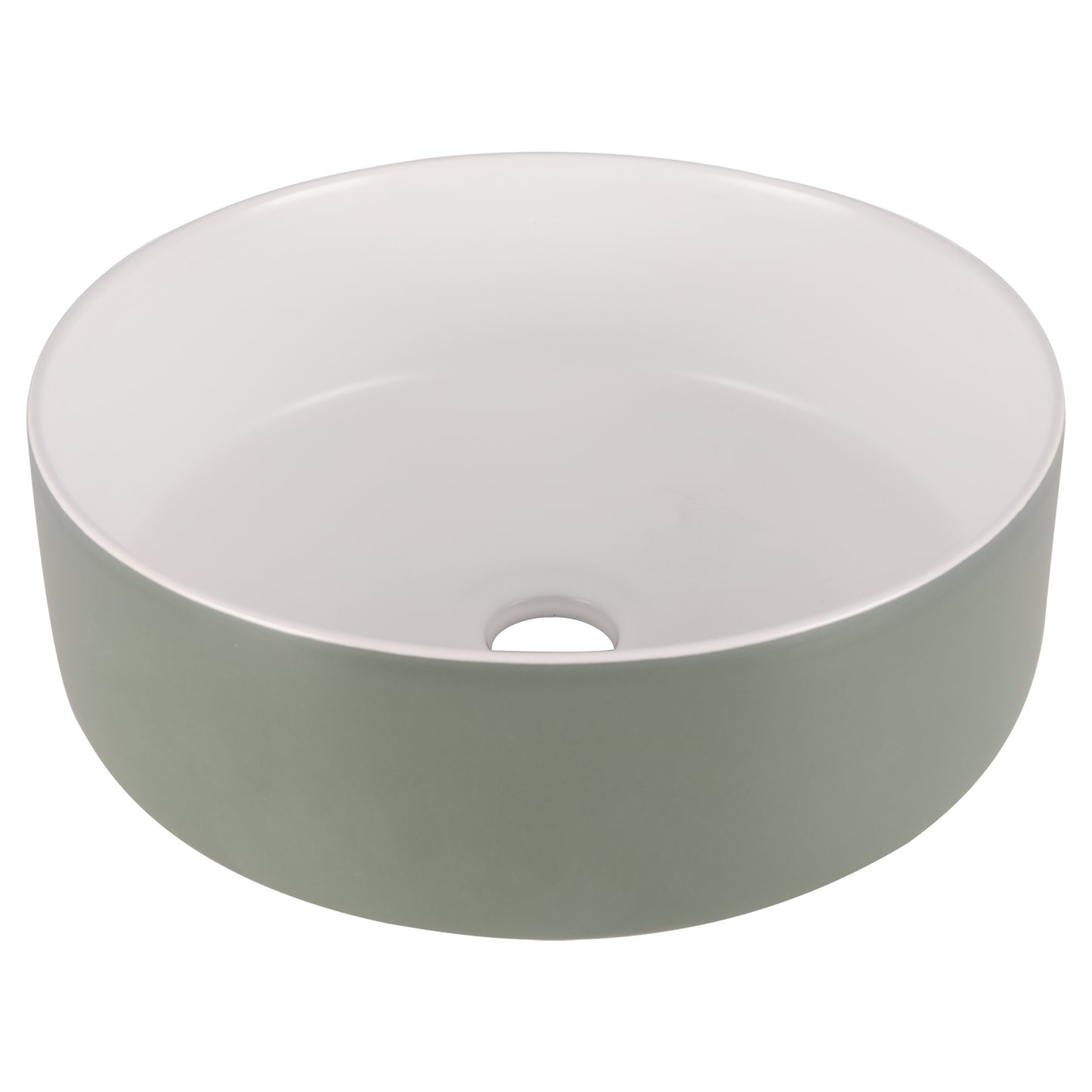 Opbouw waskom Differnz Mira rond 36cm keramiek olijfgroen en wit