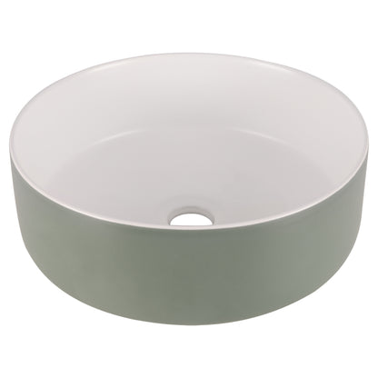 Opbouw waskom Differnz Mira rond 36cm keramiek olijfgroen en wit