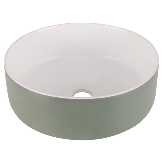 Opbouw waskom Differnz Mira rond 36cm keramiek olijfgroen en wit