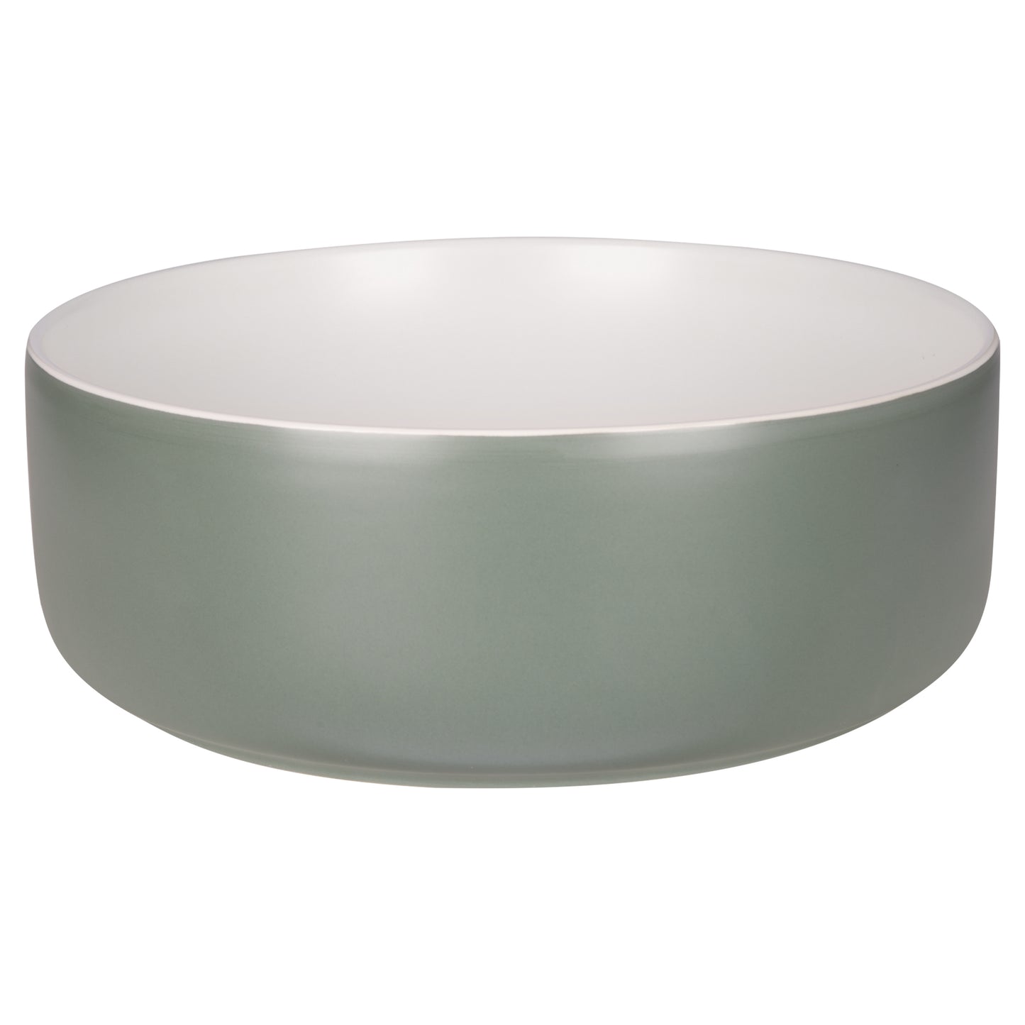 Opbouw waskom Differnz Mira rond 36cm keramiek olijfgroen en wit
