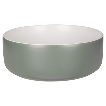 Opbouw waskom Differnz Mira rond 36cm keramiek olijfgroen en wit