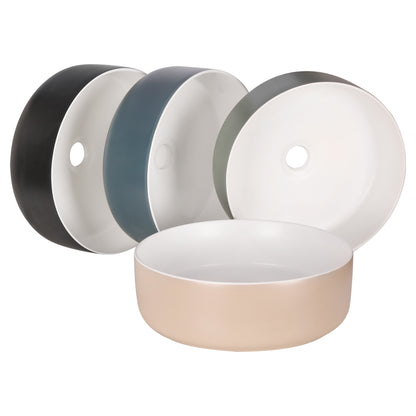 Opbouw waskom Differnz Mira rond 36cm keramiek olijfgroen en wit