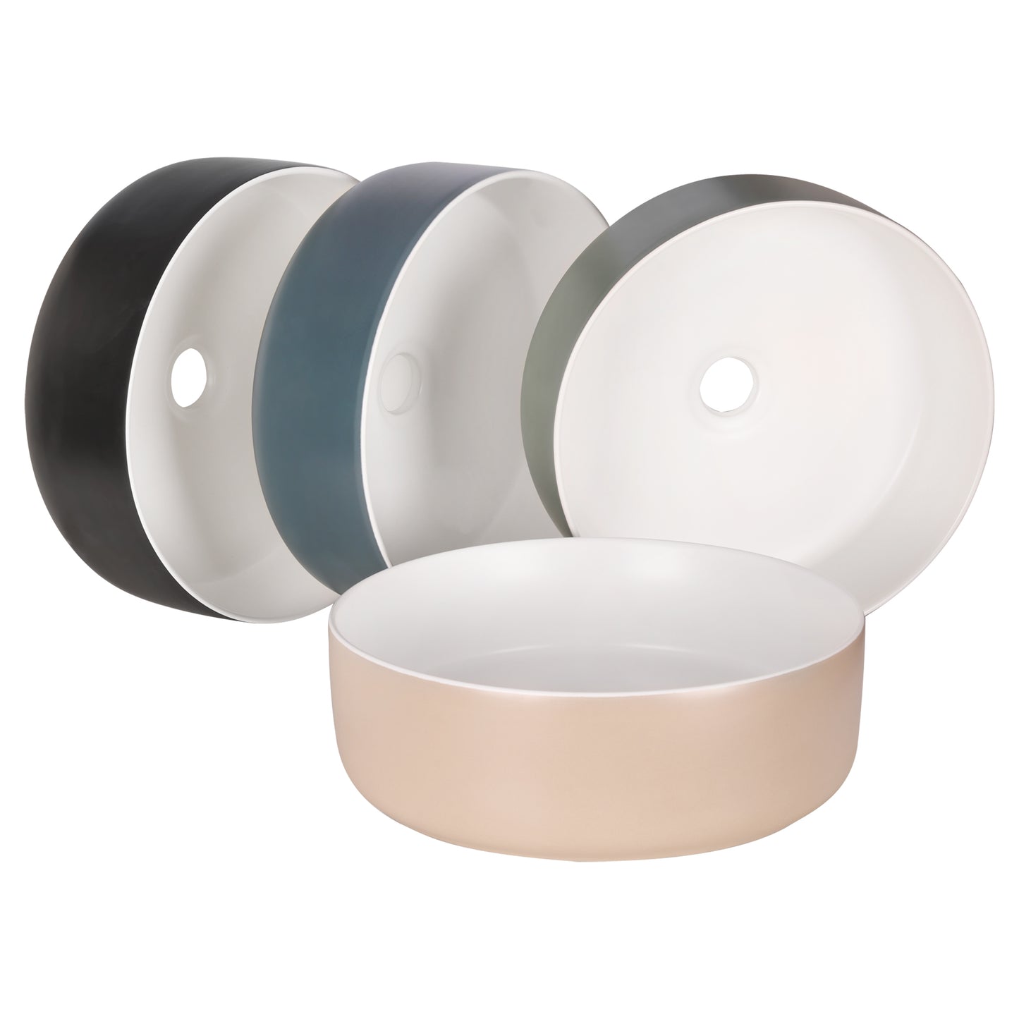 Opbouw waskom Differnz Mira rond 36cm keramiek grijs en wit