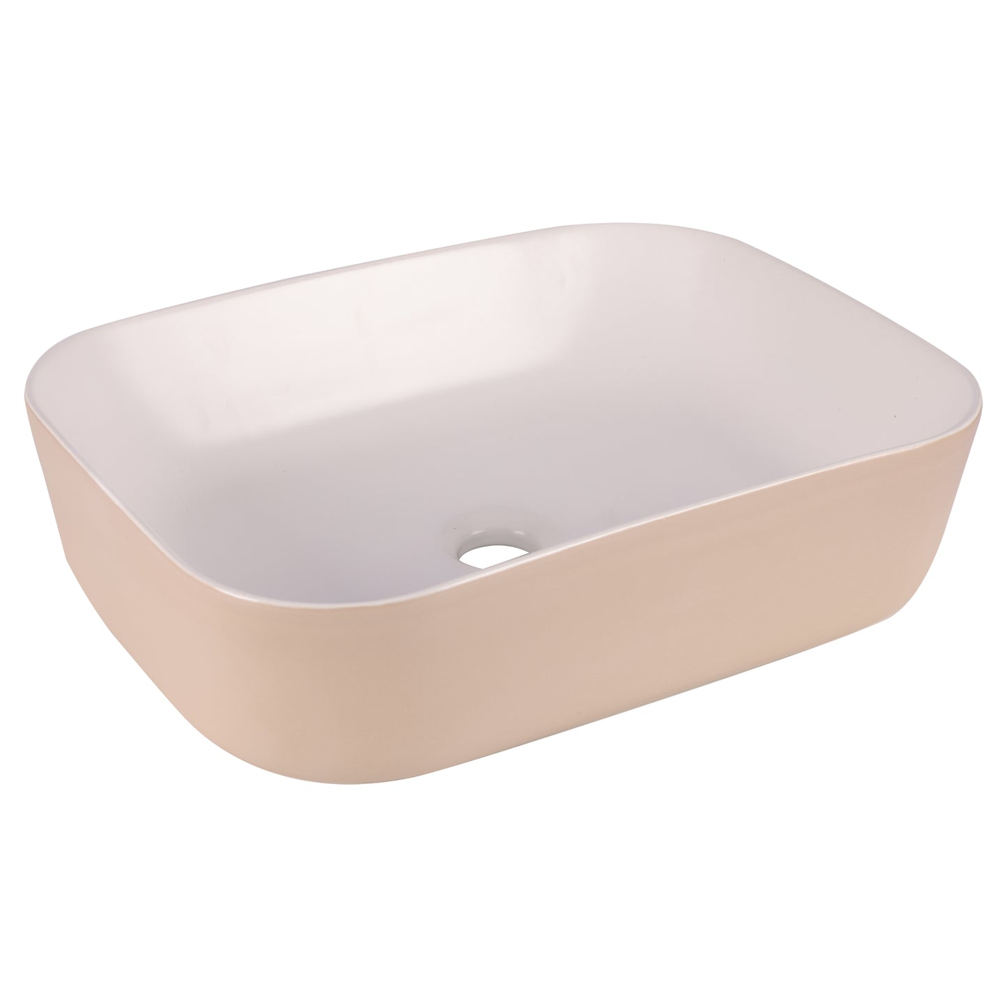 Opbouw waskom Differnz Zena rechthoek 48cm keramiek beige en wit