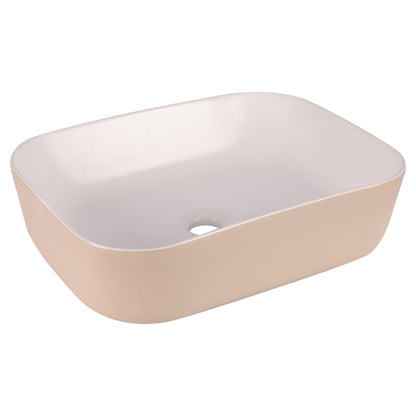 Opbouw waskom Differnz Zena rechthoek 48cm keramiek beige en wit