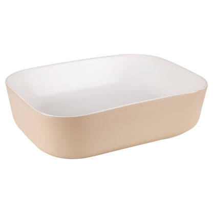 Opbouw waskom Differnz Zena rechthoek 48cm keramiek beige en wit