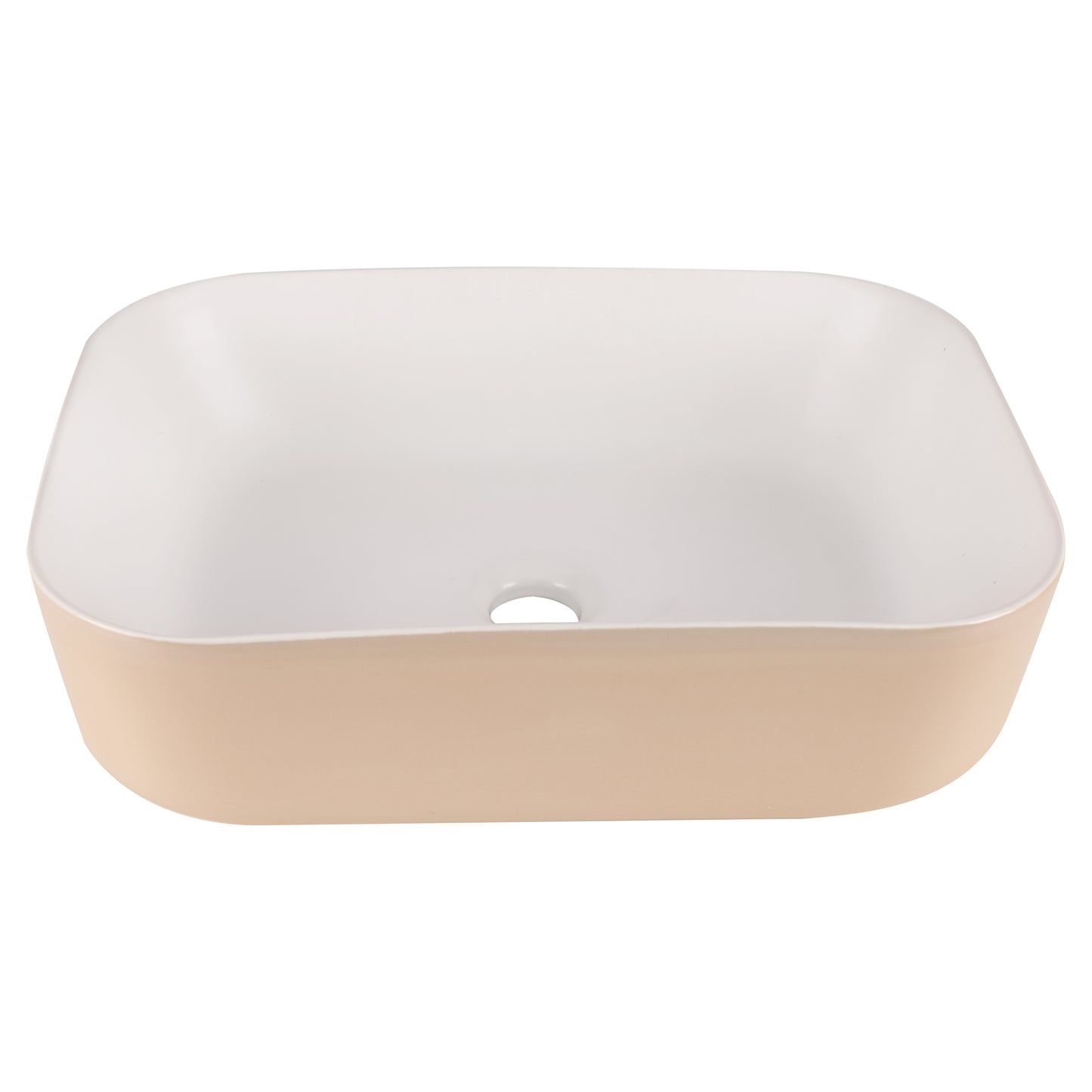 Opbouw waskom Differnz Zena rechthoek 48cm keramiek beige en wit