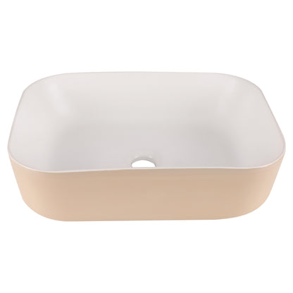 Opbouw waskom Differnz Zena rechthoek 48cm keramiek beige en wit