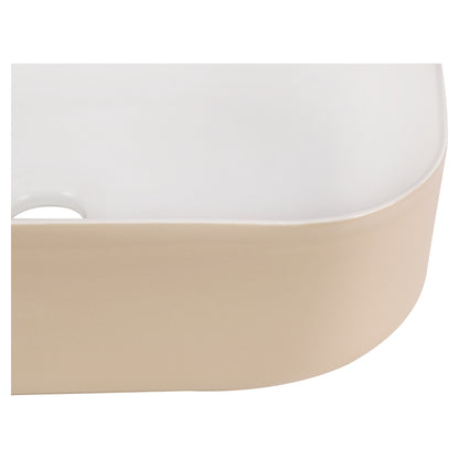 Opbouw waskom Differnz Zena rechthoek 48cm keramiek beige en wit