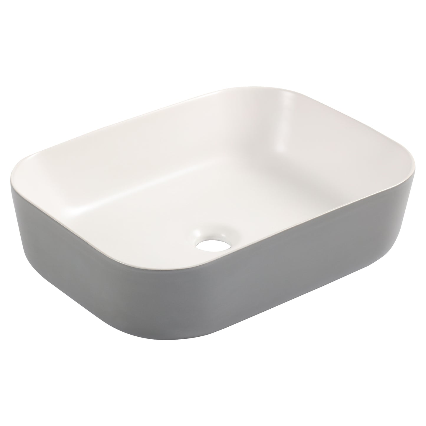 Opbouw waskom Differnz Zena rechthoek 48cm keramiek grijs en wit